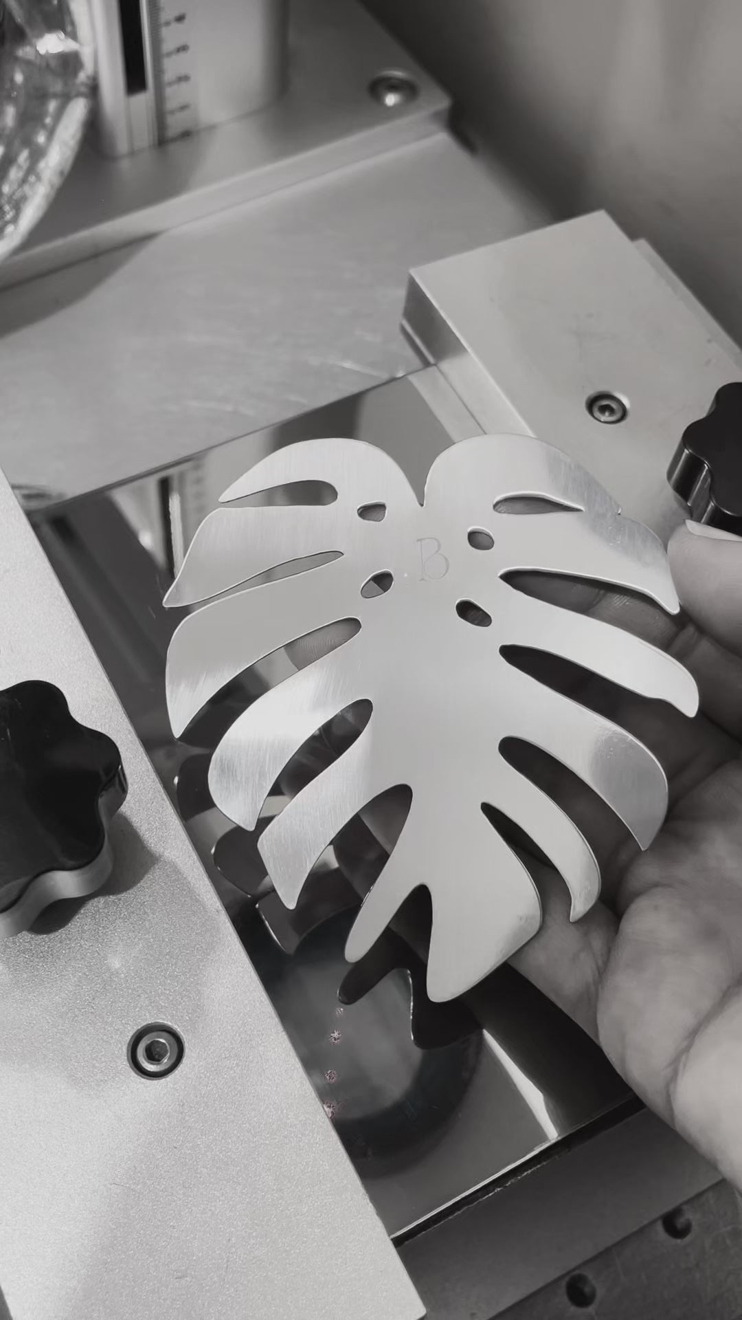 Monstera leaf stainless steel wall accesorie reflection